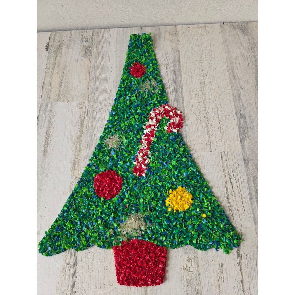 Vintage melted plastic tree popcorn Xmas decor as is